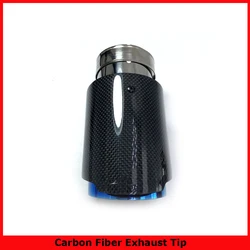 Car Carbon Fibre Glossy Exhaust System Muffler Pipe Tip Straight Universal Blue Stainless Mufflers Decorations For Akrapovic