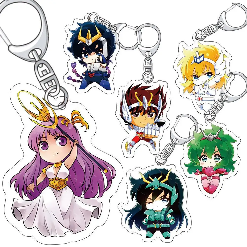 Saint Seiya Keychain Saori Kido Hyoga Shiryu Ikki Anime Acrylic Pendant