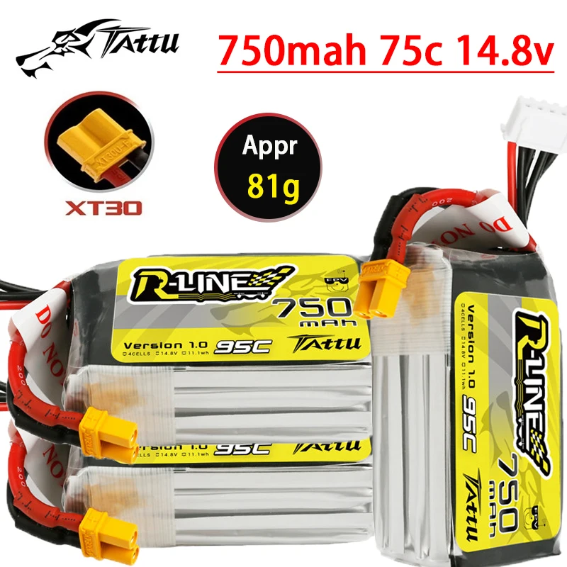 TATTU-R-LINE 1.0 4S 14.8V 750mAh 95C Akumulator LiPo do helikoptera RC Quadcopter FPV Racing Drone Części Akumulator 14.8V