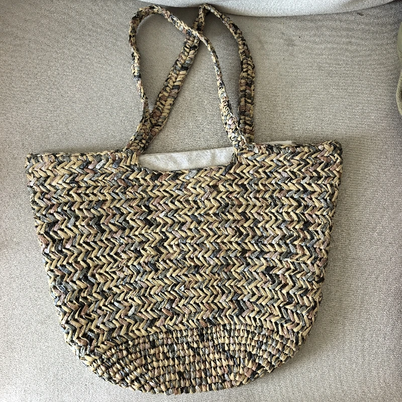 

Summer Bohemian Style Papyrus PP Grass Hand-woven Straw Bag Large Capacity Travel Holiday Beach Bag with Drawstring Inner Pocket