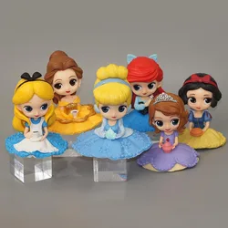 Q Version Snow White Alice Sophia Action Figures Solid Pvc Afternoon Tea Princess Cake Ornament Princesas Miniatura Model Decor