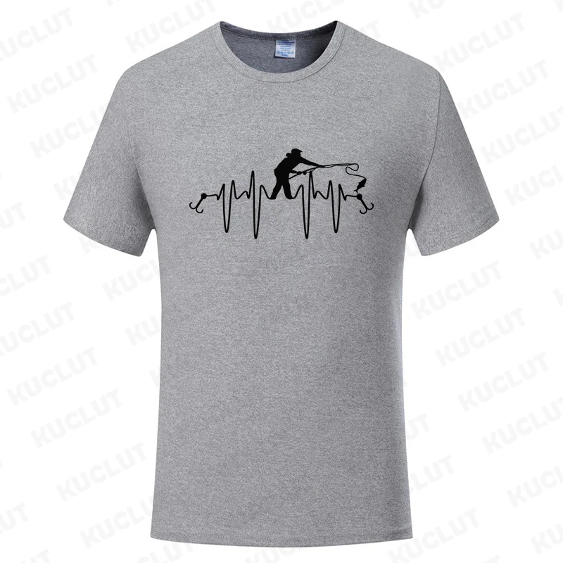 الصيد ECG تي شيرت رجالي مضحك تصميم الجرافيك Y2k بلايز الصيف الذكور الملابس س الرقبة قصيرة الأكمام تيز هدايا لمحبي الصيد