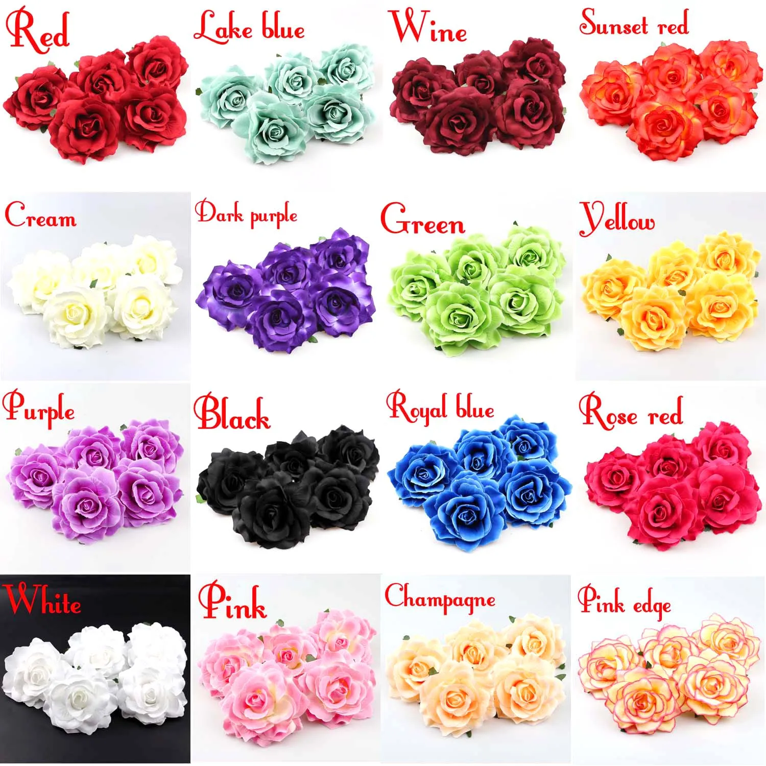 Artificial Silk Flower Head 16Colors Rose Bulk For DIY Corsage Hairclip Wrist Flower Decor Floral Wall Accessories