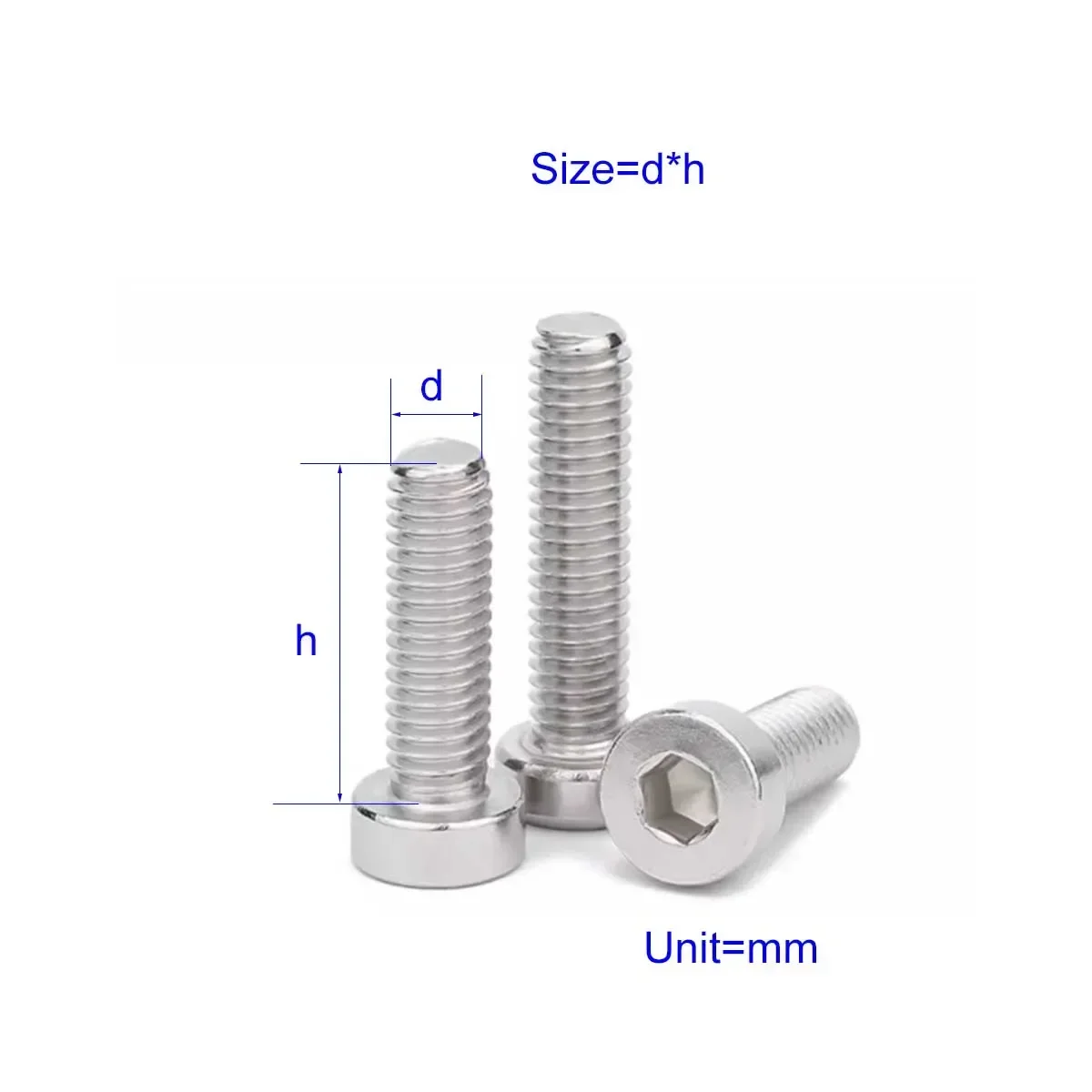 

304 Stainless Steel Thin Head Din7984 Short Head Extended Bolt Internal Hexagonal Screw M2M3M4M5