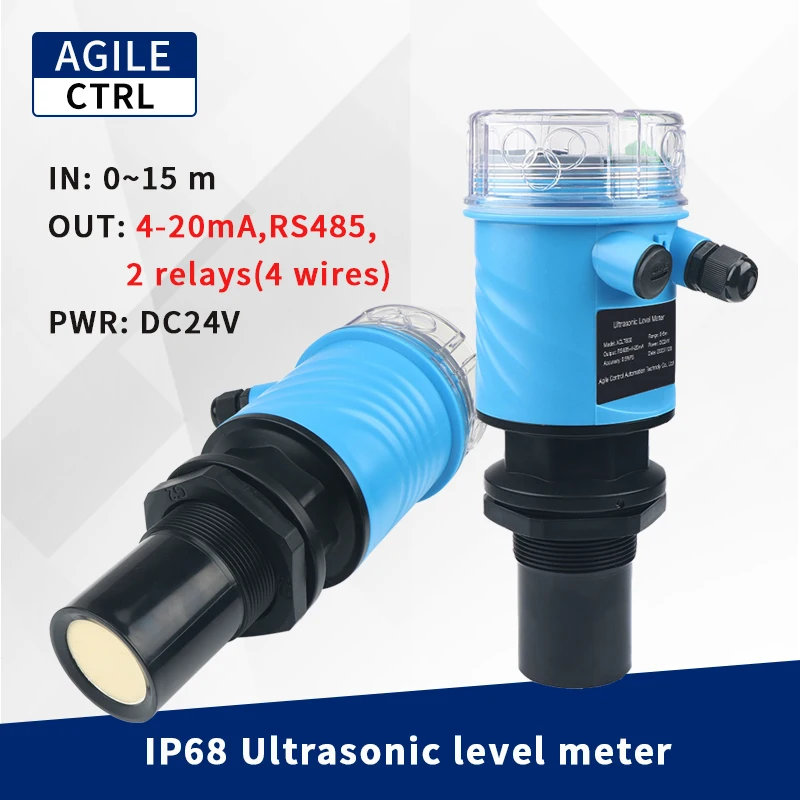 IP68 3m5m10m 4-20mA RS485 2 Relays Ultrasonic Level Sensor Meter Fuel Oil Water Tank Ultrasonic Level Sensor for Solid Silo