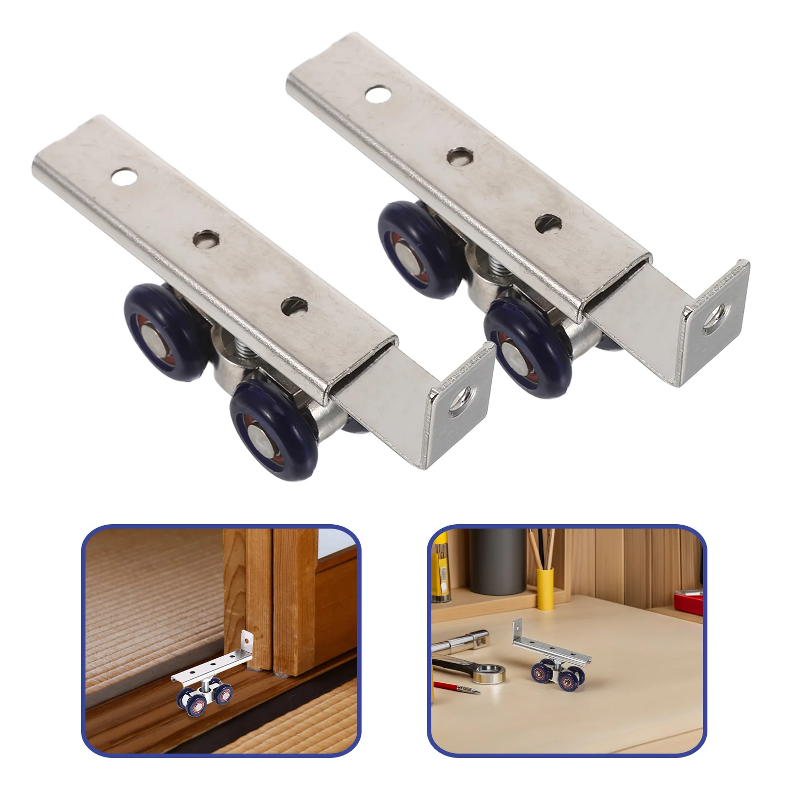 

1 Set Sliding Door Roller Pulley 4-Wheel Stainless Steel Track Wheels For Barn Pocket Closet Wardrobe Doors Heavy Duty Smooth