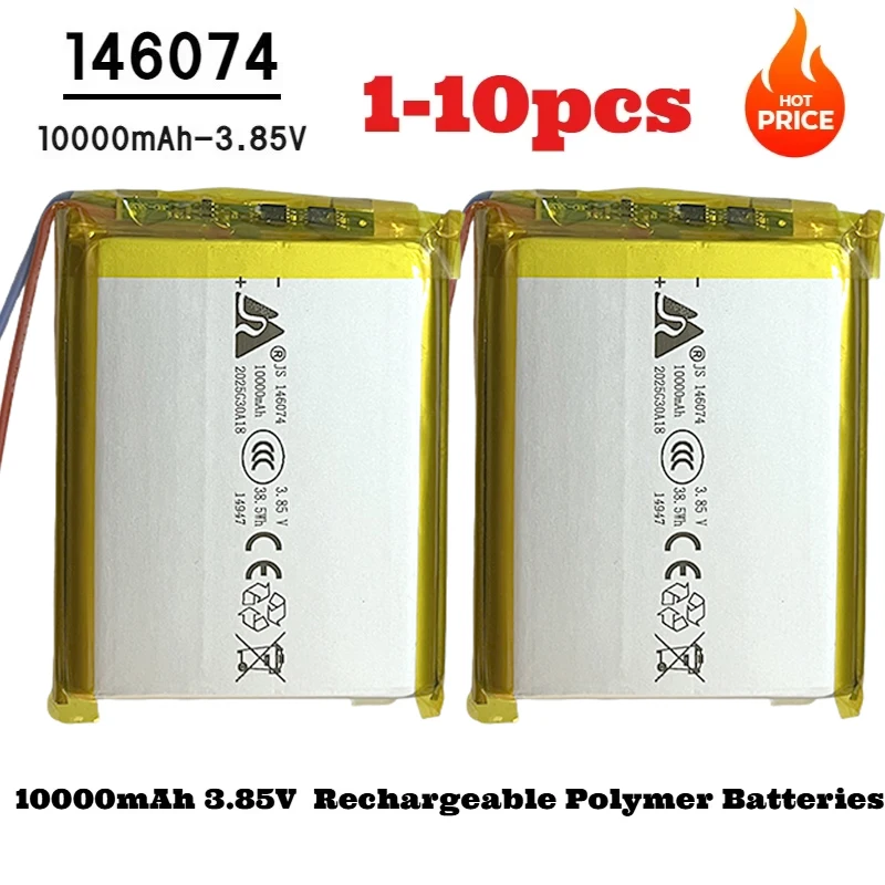 146074 3.85V 10000mAh Li-polymer Battery 136074 Lithium Polymer Rechargeable Batteries Lipo Li-Po for Power Bank Diy Laptop