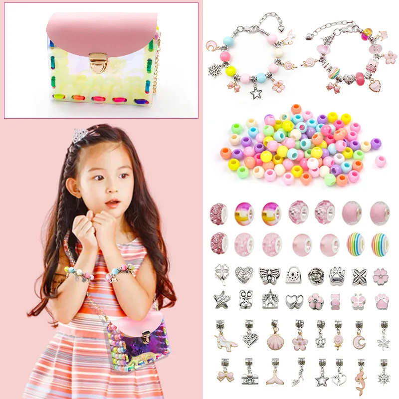 158pc Fashion Diy Bracelet Variety Handmade Beaded Bangle Colorful Bag Gorgeous Children's Creative Gift Jewellery