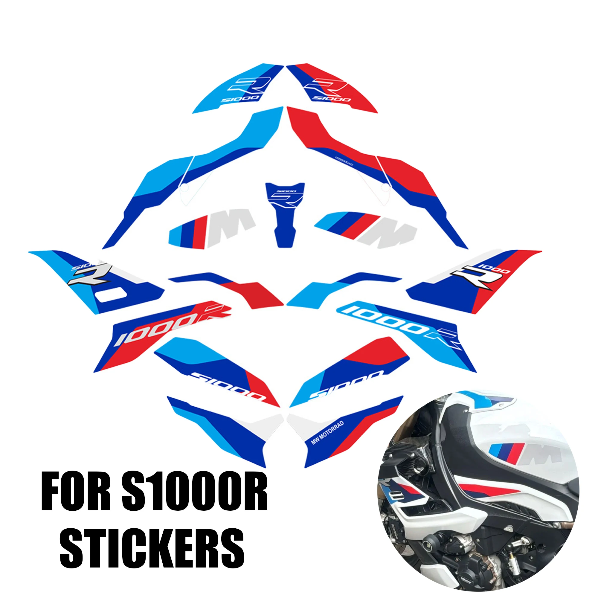 For BMW S1000R S1000 R S1000 M M1000R Motorcycle Body Fairing Protector Tank Knee Pad Adhesive Stickers Decals 2021-2024