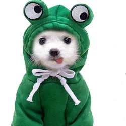 Adorable Green Frog Dog Sweater Dog Coats  Pet Clothes Pet Hooded Sweatshirt Pet Halloween Cosplay 1pc