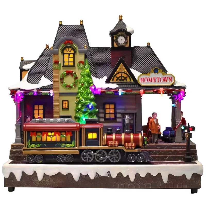 New Christmas Decorations, Luminous Music House, Rotating Train, Crafts Ornaments, Scene Decoration, Gifts for Children