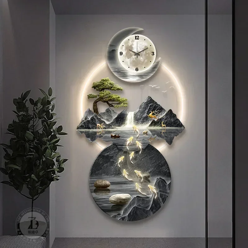 Customizable Chinese Style Luminous Wall Watch Modern Big Size Cute Interior Mechanism Wall