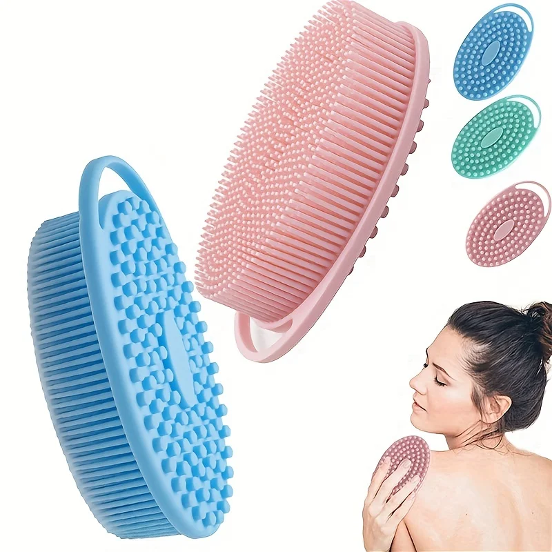 Silicone Body Exfoliating Double Sided Brush, Massage Shampoo Brush, Shower Scrub Brush Deep Cleansing Body Skin Tool