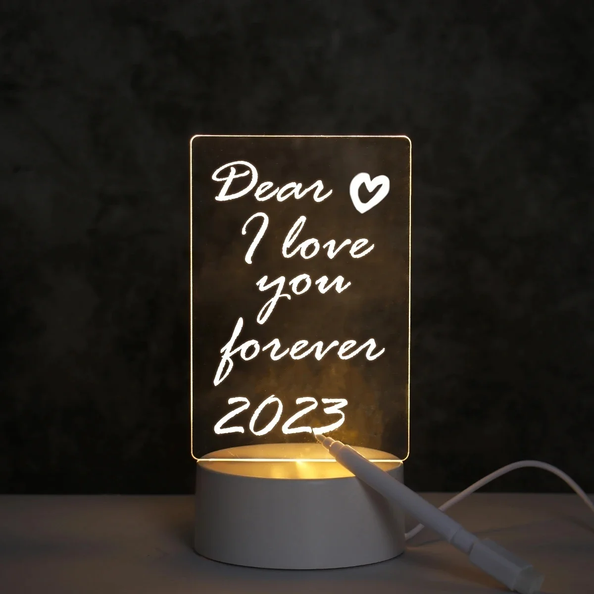 3 Colors Creative DIY LED Night Light Rewritable Note Board Table Lamp Children Holiday Gifts With Pen For Desktop Decoration