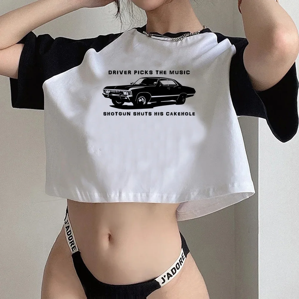 Supernatural gothic  hippie  crop top Woman manga cyber y2k 90s fairycore clothes