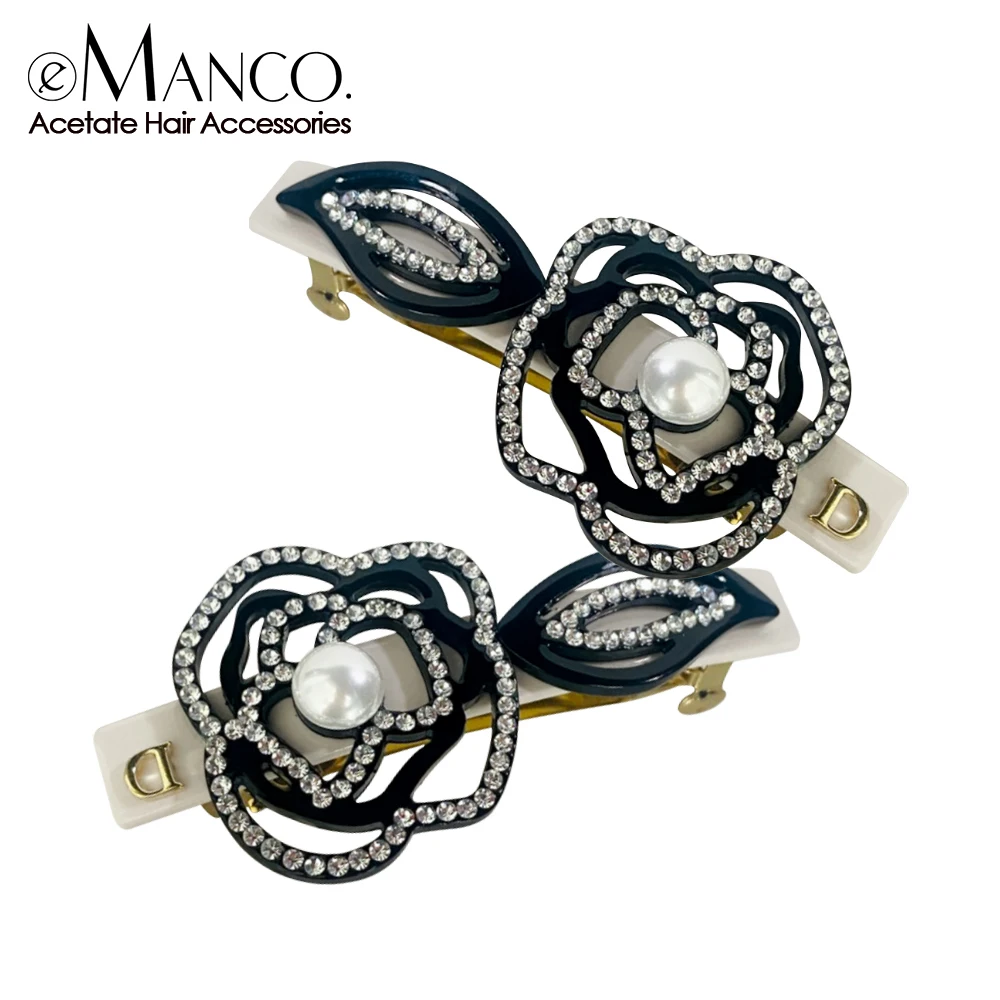 eManco Acetate Leaf Diamond Hair Clip Pearl Side Clip Autumn/Winter Hair Accessories for Her Charming Ladies Factory Outlet