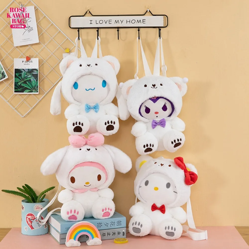 

30Cm Sanrio Plush Backpack Anime Kawaii Kuromi Hello Kitty Cinnamoroll Plush Bag Anime Cartoon Shoulder Backpacks for Girl Gifts