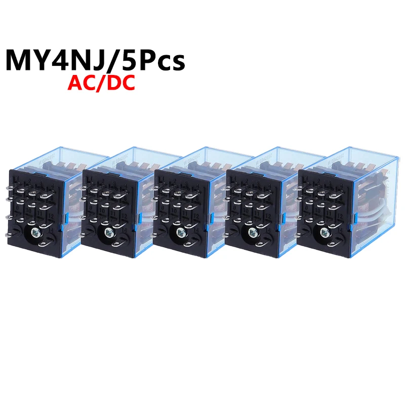 5PCS MY4 General small Electromagnetic relay Power Relay AC12V/ 24V /110V 220V relay MY4NJ Coil 4NO 4NC relay