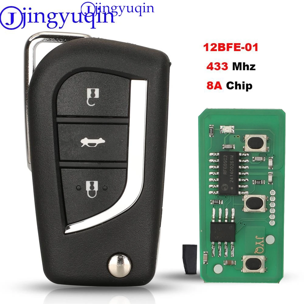 

jingyuqin 3Buttons Remote Car Key Control For Toyota RAV4 CAMRY AURIS 2015 2017 FCCID: 12BFE-01