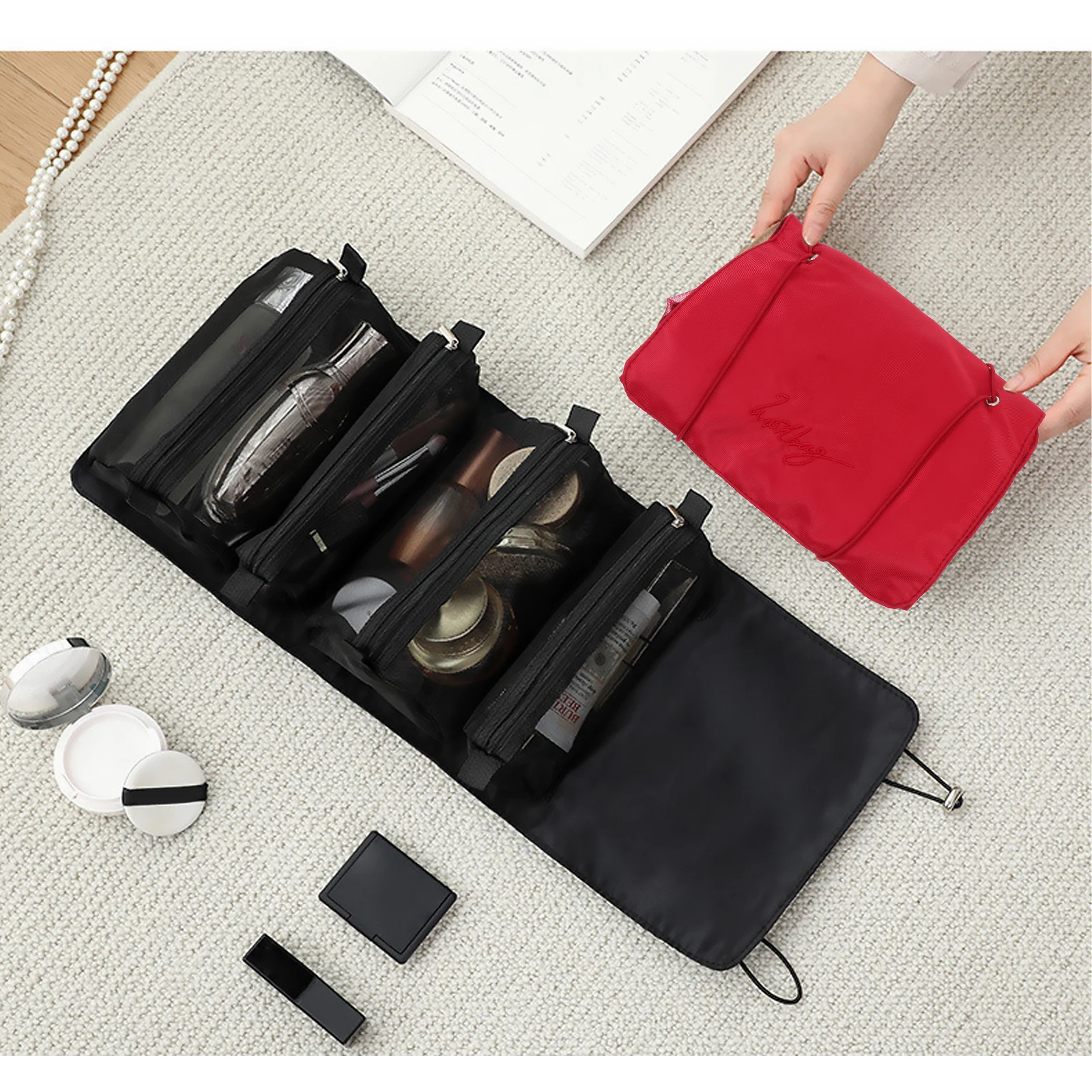 

Bag Nylon Portable Storage Travel Toiletry Makeup Pouch Hanging ganizer Bathroom Gym Camping Outdoor