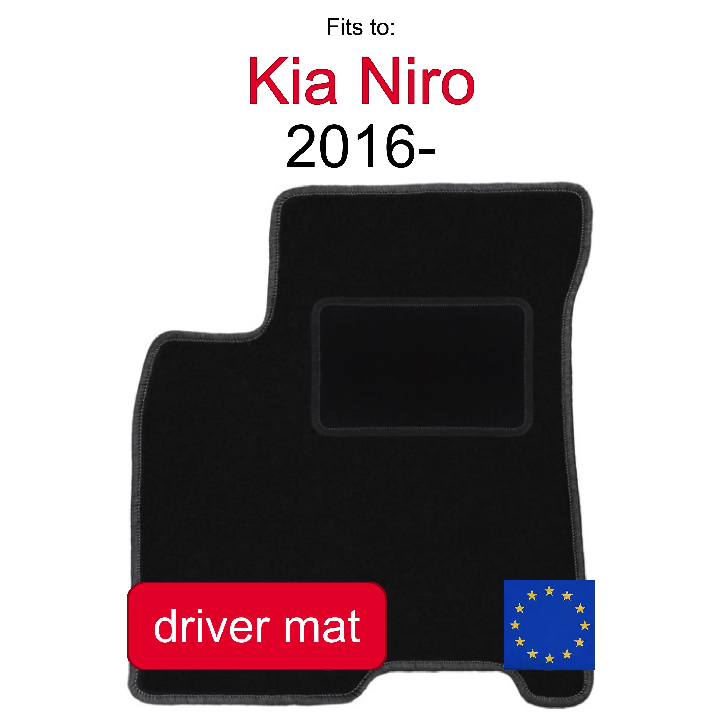 Velour tapijt voor Kia Niro crossover (2016-) - Zwart, passend (1 stuk)