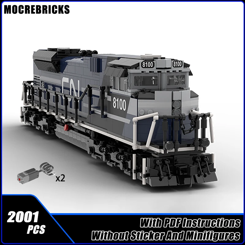 Urban Transportation Series CN 8100 SD70ACE High Speed Train MOC Building Blocks DIY Model Bricks Display Creative Toys Gifts