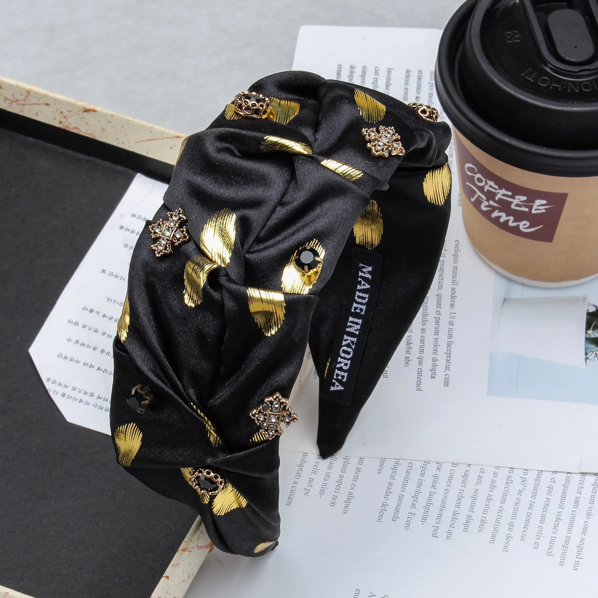 

2025 New Luxury Black Hair Clip Headband for Women Pleated Hair Accessory with Wide Band Face-Framing Headband