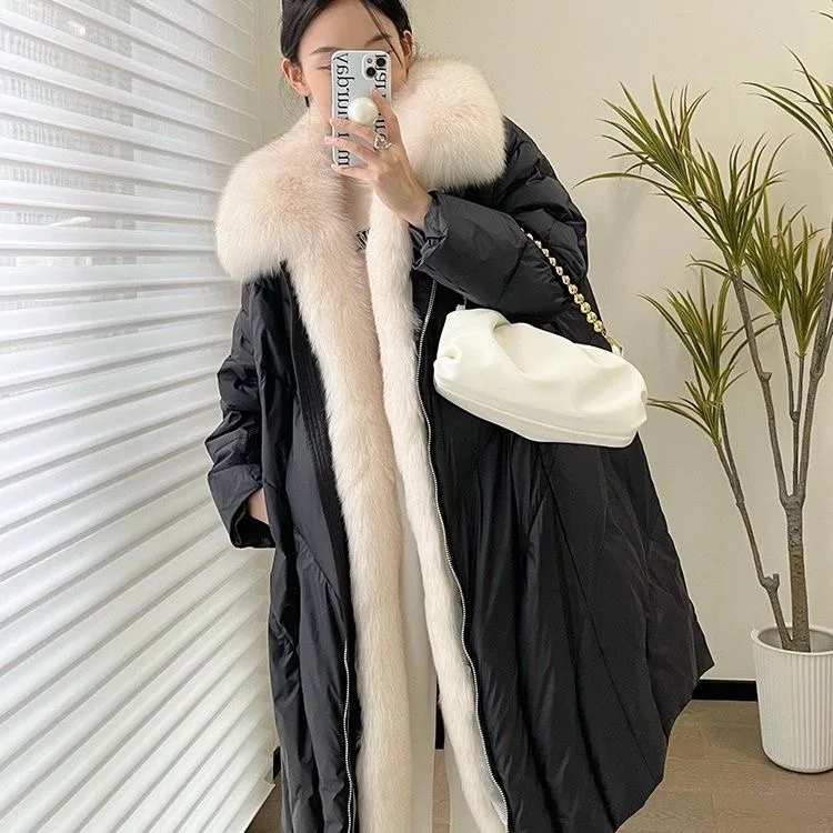 2023 New Winter Goose Down Jacket Long Puffer Jacket Real Fox Fur Collar Thick Women Warm Coat Luxury Outwear Female Clothing