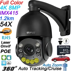 Metaallaser Full Color Auto Tracking 8 MP 4K 90X optische zoom 360 °   Audio Outdoor ONVIF POE PTZ Surveillance Speed Doom IP-camera