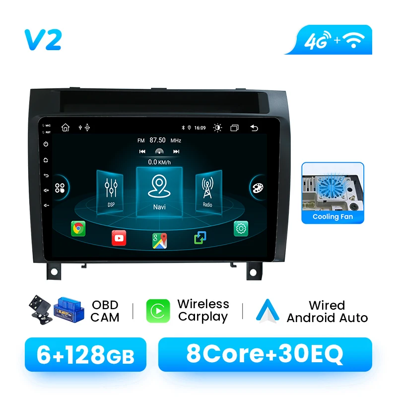 Draadloze CarPlay Android 14 2DIN autoradio voor Mercedes Benz SLK Klasse R171 2004-2011 SLK200 280 300 350 GPS 4G Wifi DSP RDS