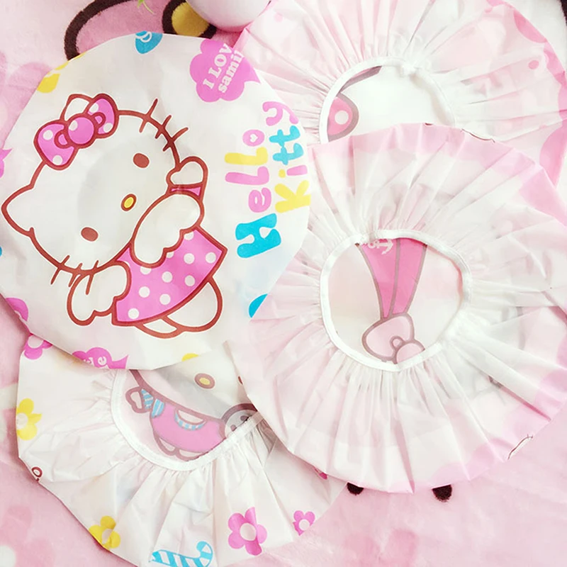 Sanurgente-Bonnet de douche épais pour adulte, bonnet de bain, bonnet de bain, outils de lavage, soins mélodieux, grand, Hello Kitty, 1PC