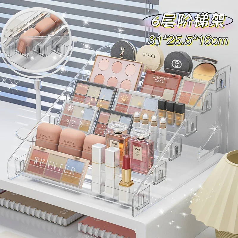 yesTransparent Storage Box Multi Layer Cosmetics Storage Rack Nail Polish Eye Shadow Display Rack Dresser Shelf Storage Holders