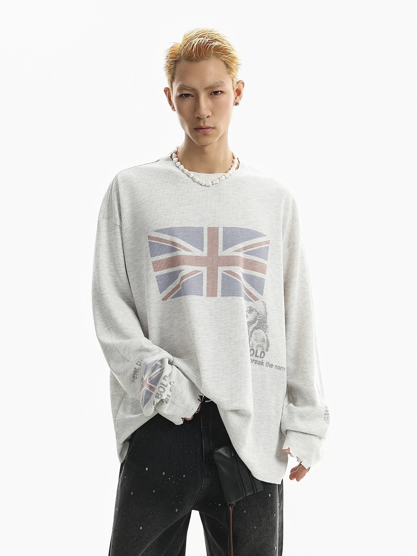 

BETEBULE American Style Vintage round Neck Long Sleeve T-Shirt Men's Spring Loose Fit Shirt Casual Comfortable Printed Tee
