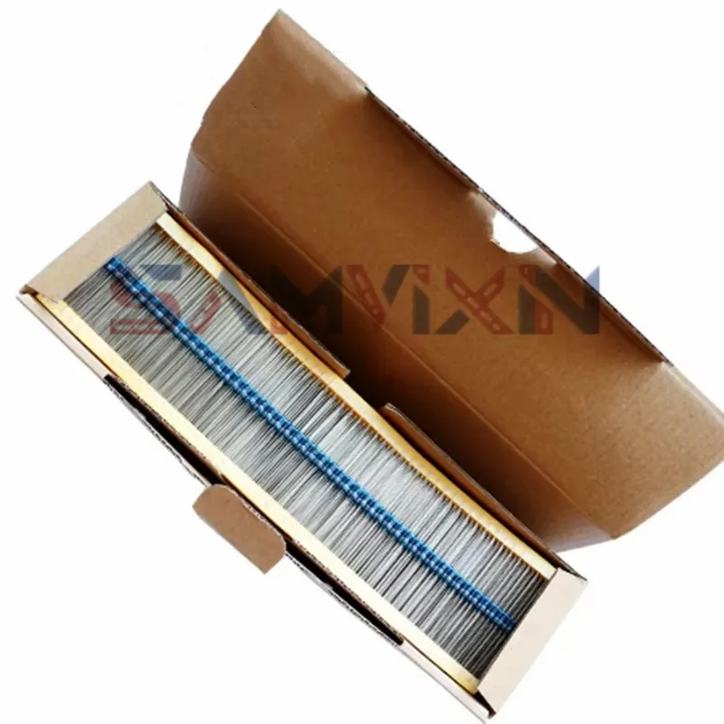 100Pcs Metal Film Resistor 1/6W 1/8W 0.125W 1% 0R 1R-910K Ohm 1M 1.2M 1.5M 1K 10K 30K 100K 10Ohm 100Ohm Color Ring Resistance
