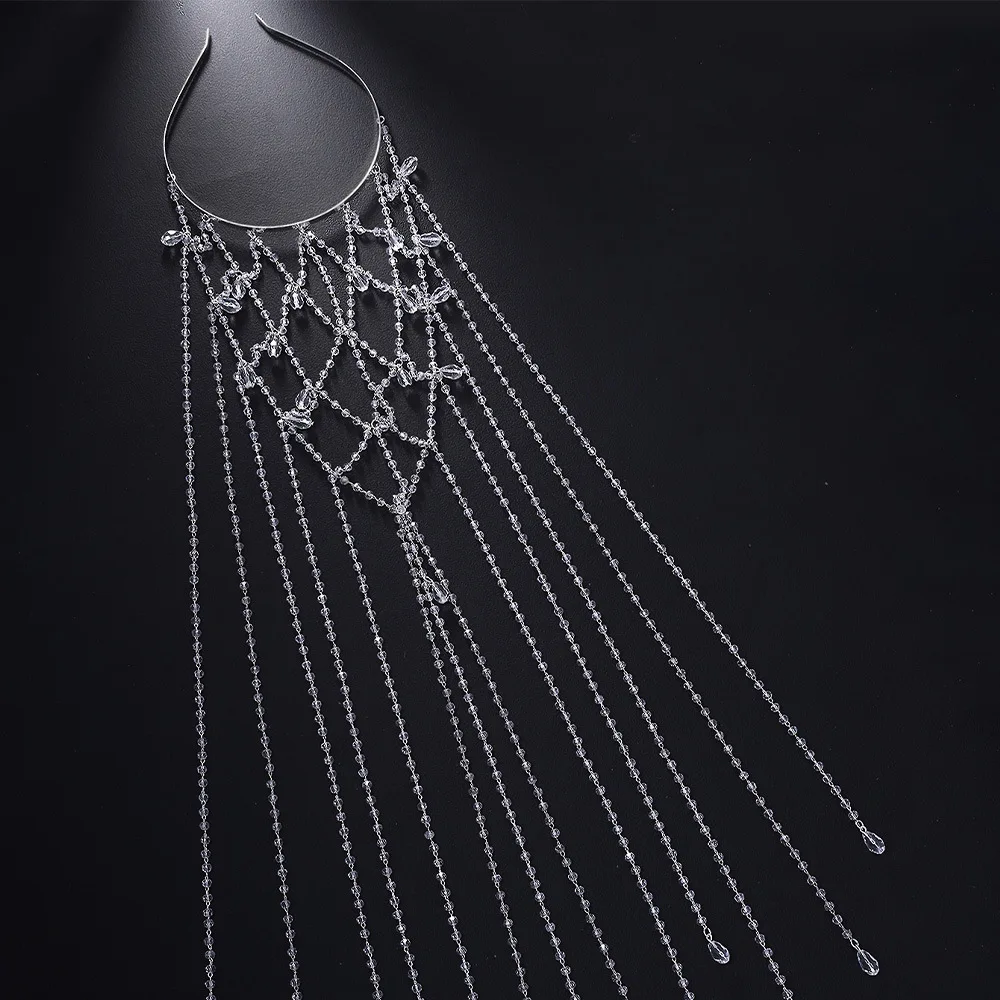 بوهو الأبيض كريستال رئيس سلسلة رائعة الزفاف الجبين مجوهرات الزفاف الشعر سلسلة حك اكسسوارات للنساء هدايا 2025 #4