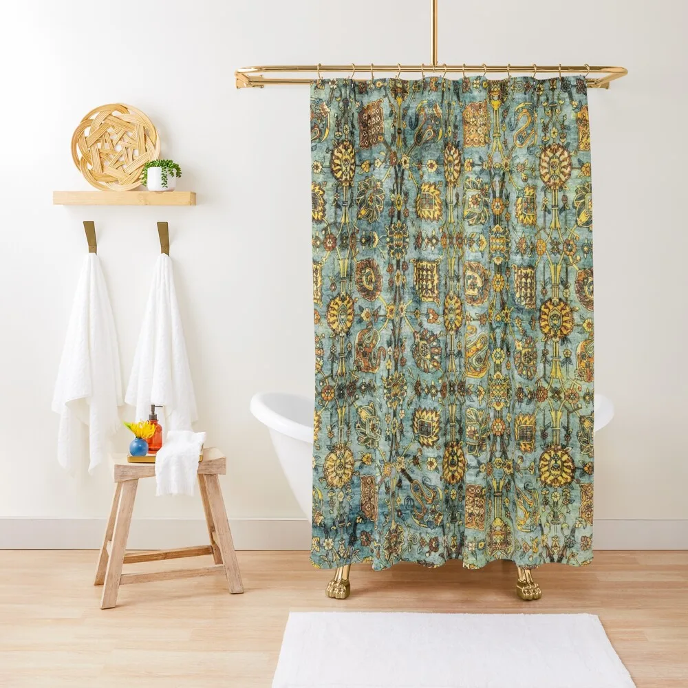 

Antique Persian Kirman Rug Print Shower Curtain Luxury Bathroom Shower Bath Elegant Bathroom Shower For Bathrooms Curtain