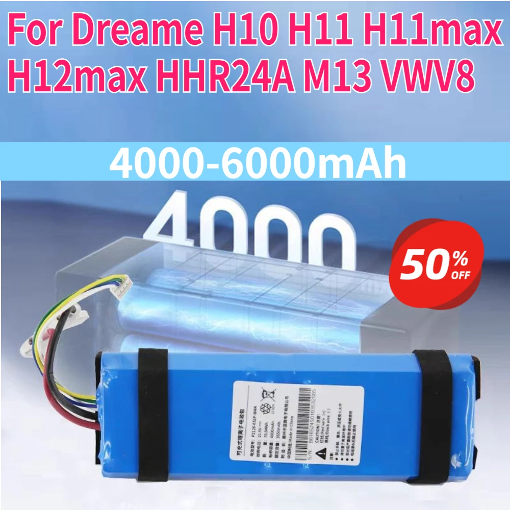 

NEW 4000-6000mAh for Dreame H10 H11 H11max H12max HHR24A M13 VWV8 Floor Scrubber Rechargeable Lithium Batteries