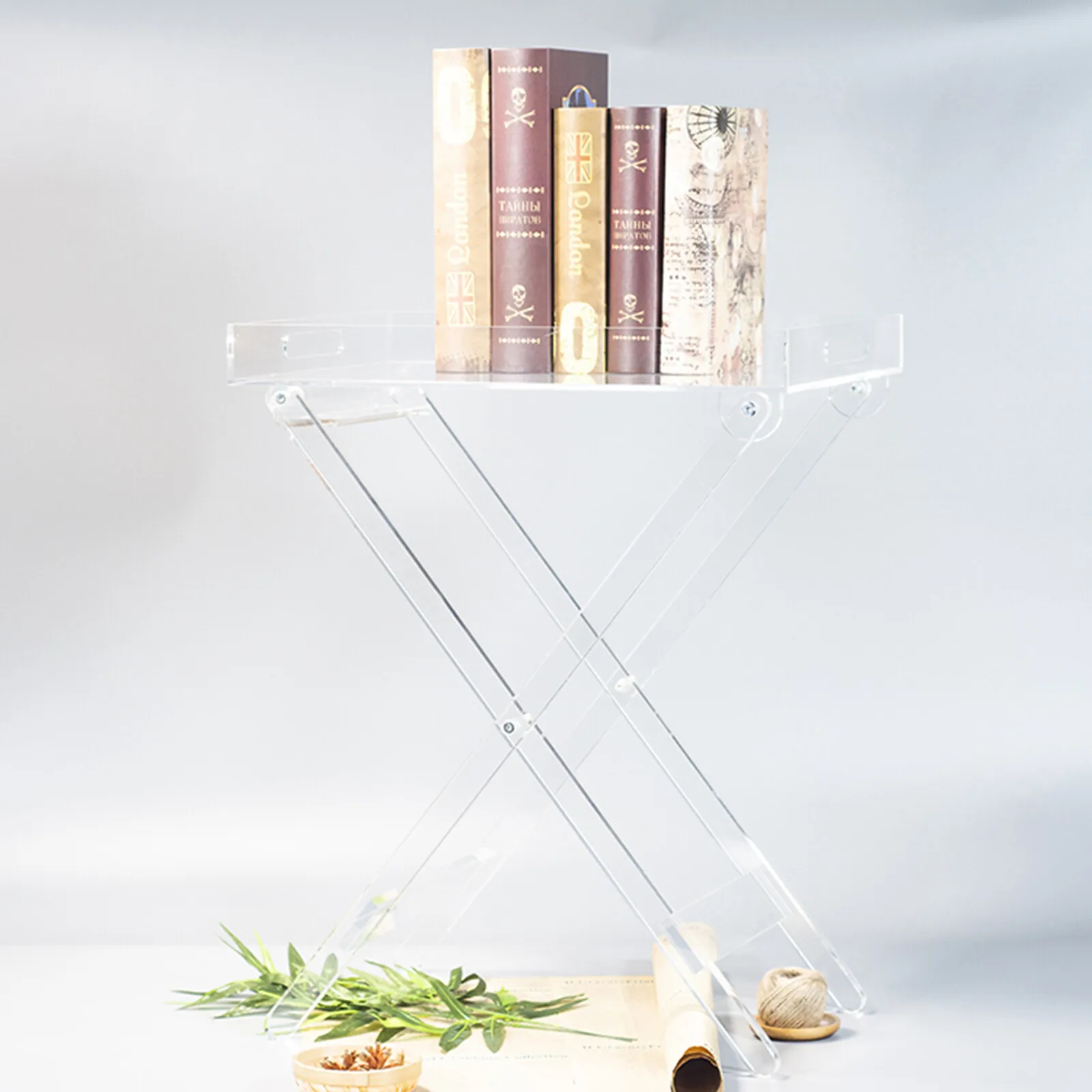 Foldable Table Acrylic Transparent Table Sofa Snack Coffee Laptop End Side Table