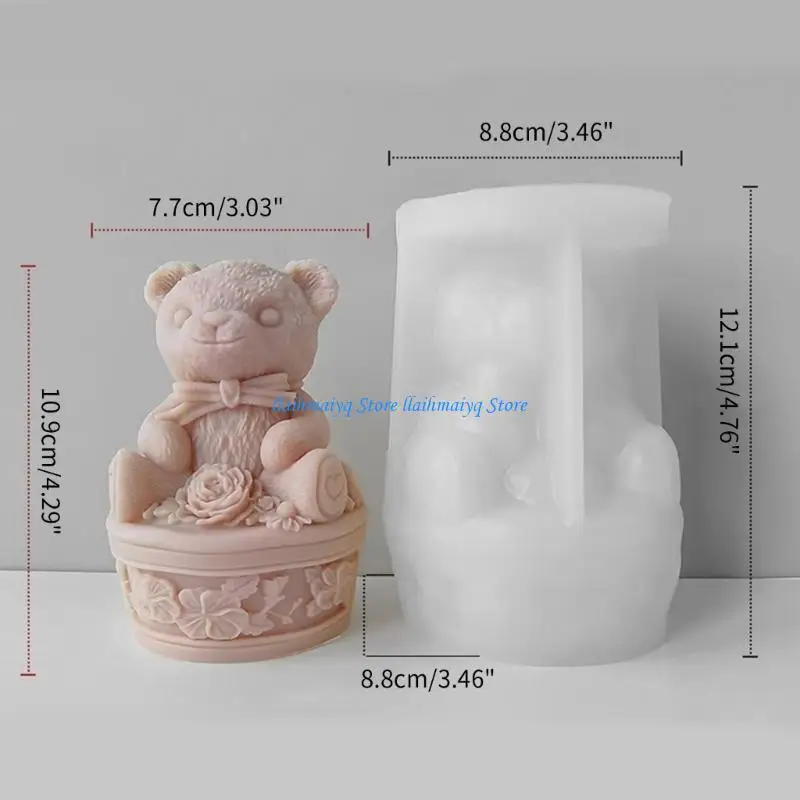 573B لطيف الدب قاعدة الجبس الزخرفة يدويا قالب القالب شمعة شخصية #6