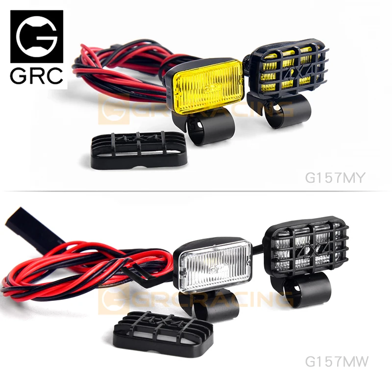 1 Pair LED Simulation Searchlight Yellow Fog Lights for 1/10 1/8 RC Crawler Car Traxxas TRX4 Defender AXIAL SCX10 90046 Parts