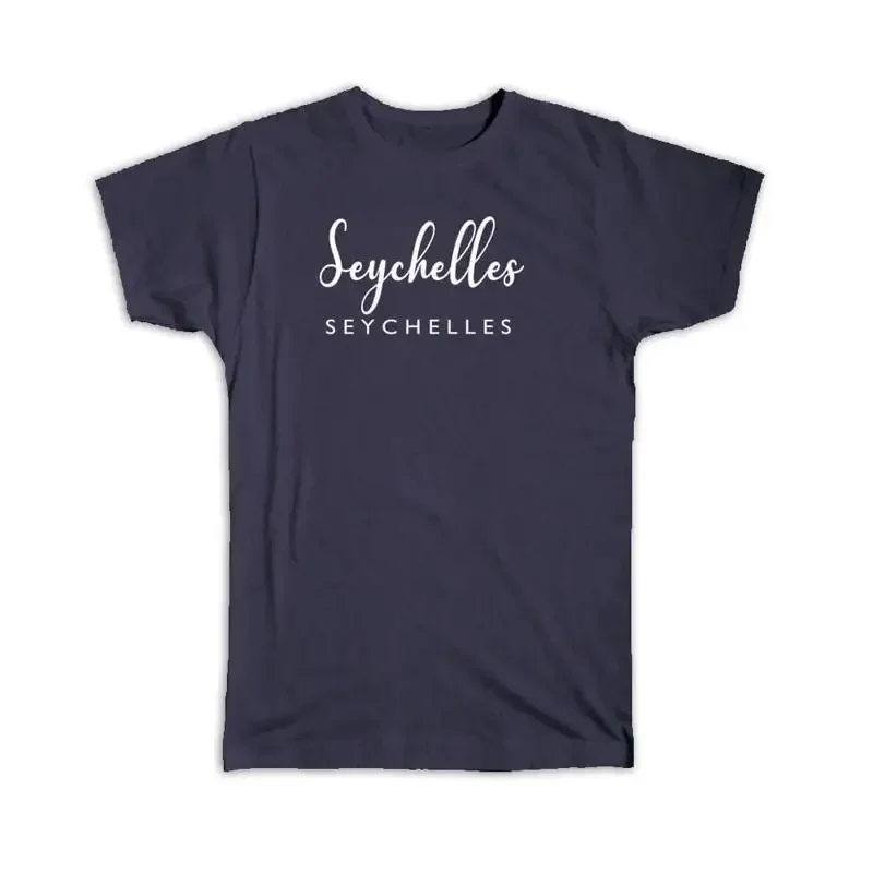 Seychelles Cursive Typography Tropical Beach Travel T shirt