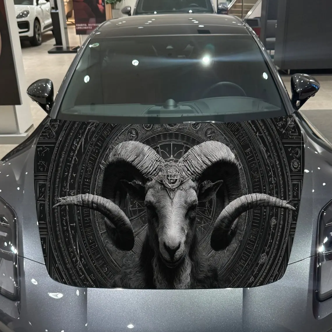 

Наклейки на капот автомобиля с рисунком Rune Ram, водонепроницаемые самоклеящиеся, устойчивые к царапинам, легко приклеиваемые, прочные автомобильные наклейки из ПВХ, car de