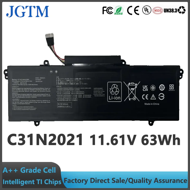 C31N2021 11.61V 63WH Laptop Battery for Asus Zenbook 14 Flip Oled Un5401 14x Ux5401z UX5401 UX5400E UM5400QA UM5401QA UM5401RA