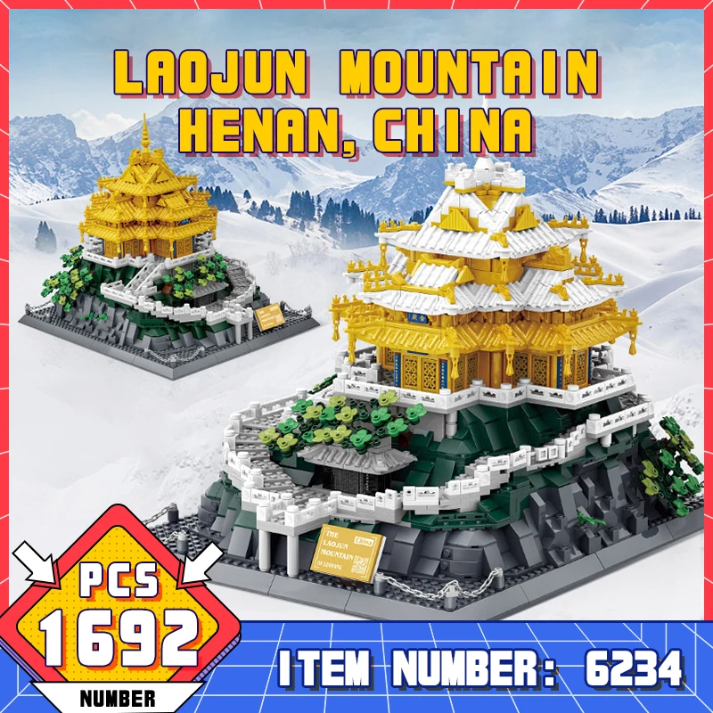 

WG6234 Знаменитая китайская архитектура Лоян Лаоцзюнь Горная башня строительный блок Город Исторический собранный кирпич Игрушки настольные декоративные украшения для детей Подарок для взрослых
