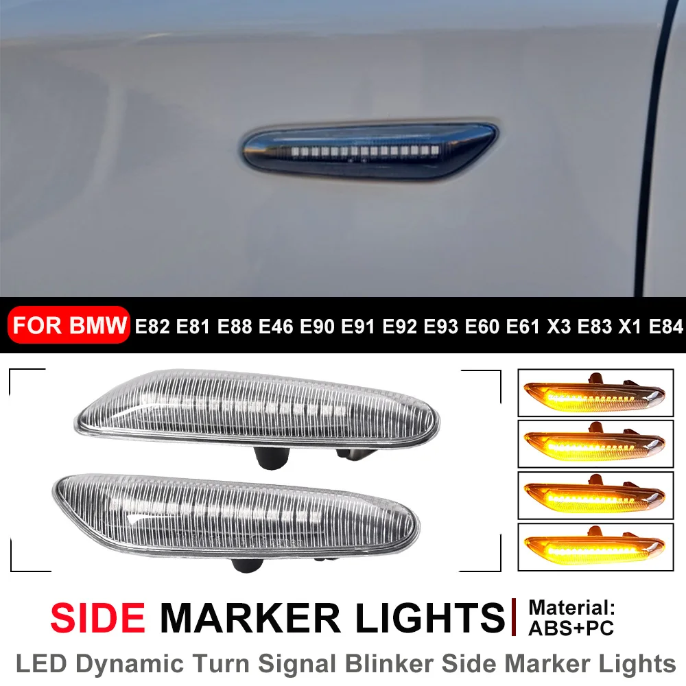 For BMW X3 E83 X1 E84 X5 X53 E60 E61 E46 E81 E82 E90 E92 E87 E88 Sequential Flashing LED Turn Signal Side Marker Light Blinker