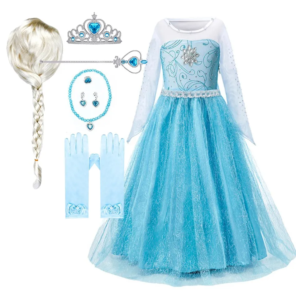 3 4 5 6 7 8 9 10 Jaar Kinderen Prinsessenjurk Kids Elsa Cosplay Dress Up Kleine Meisjes Zomer Kostuum Halloween Feestkleding