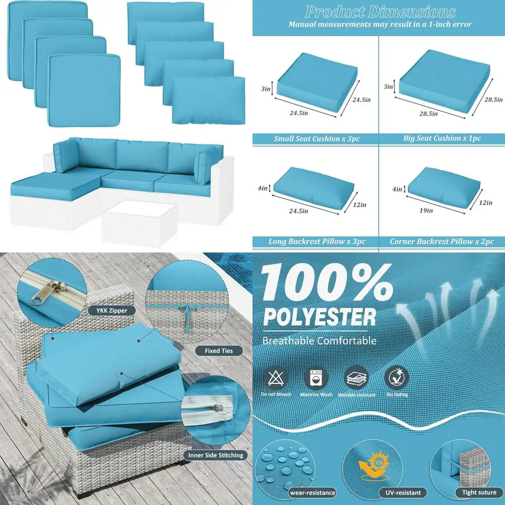 

Комплект из 9 чехлов для уличной мебели, водонепроницаемые, на молнии, цвет озерно-голубой