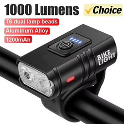 Bright Bicycle Light T6 LED Front USB Rechargeable MTB Mountain Bicycle Lamp 1000LM Bike Headlight Flashlight Cycling Scooter