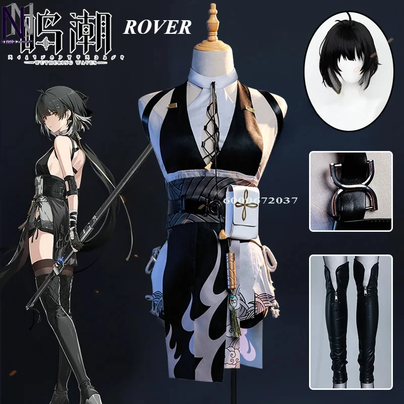 

Wuthering Waves Game Female Rover Cosplay Costume Wig Uniform Earrings Headwear Main Character Halloween Party Women Accessories