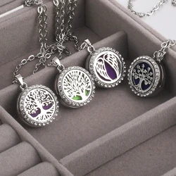New Stainless Steel Alloy Fashion Aromatherapy Necklace Essential Oil Diffuser Perfume Locket Pendant Women Jewelry Gift